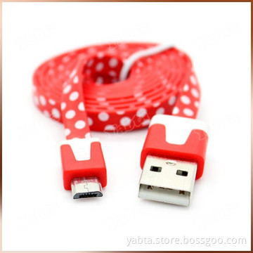 Red Color Android Phone Flat Printed USB Cable 1M